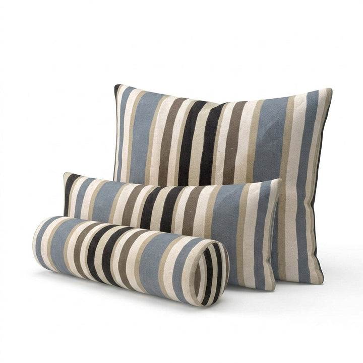 Harbor Stripe Canvas custom pillow cover in red and cream stripe