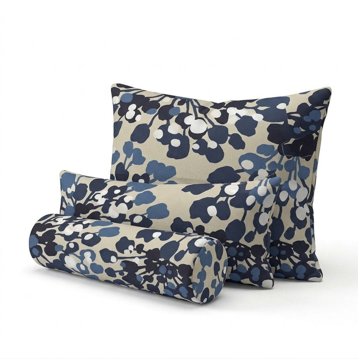 Blue Botanical Print Custom Pillow Cover
