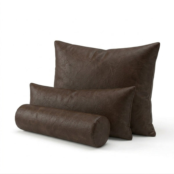 Vegan Espresso Leather Custom Pillow Cover