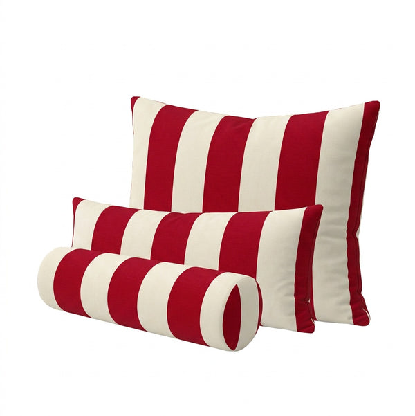 Retro Cabana Red & White Stripe Custom Outdoor Pillow Cover