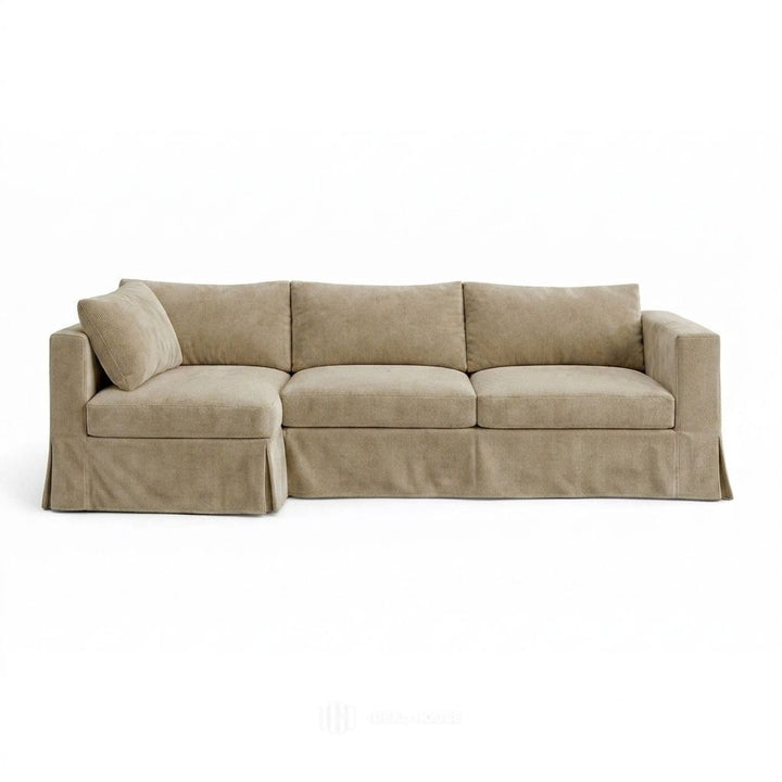 Olive Brown Performance Twill Custom Sectional Slipcover