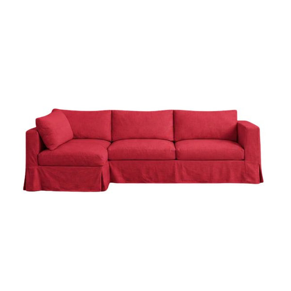 Deep Red Performance Twill Custom Sectional Slipcover