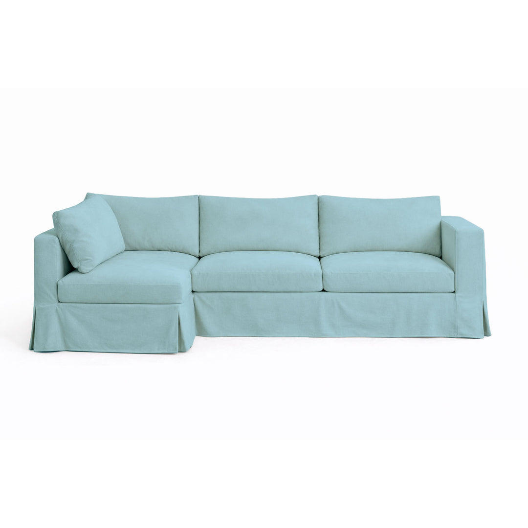 Soft Seafoam SuedeTouch Custom Sectional Slipcover