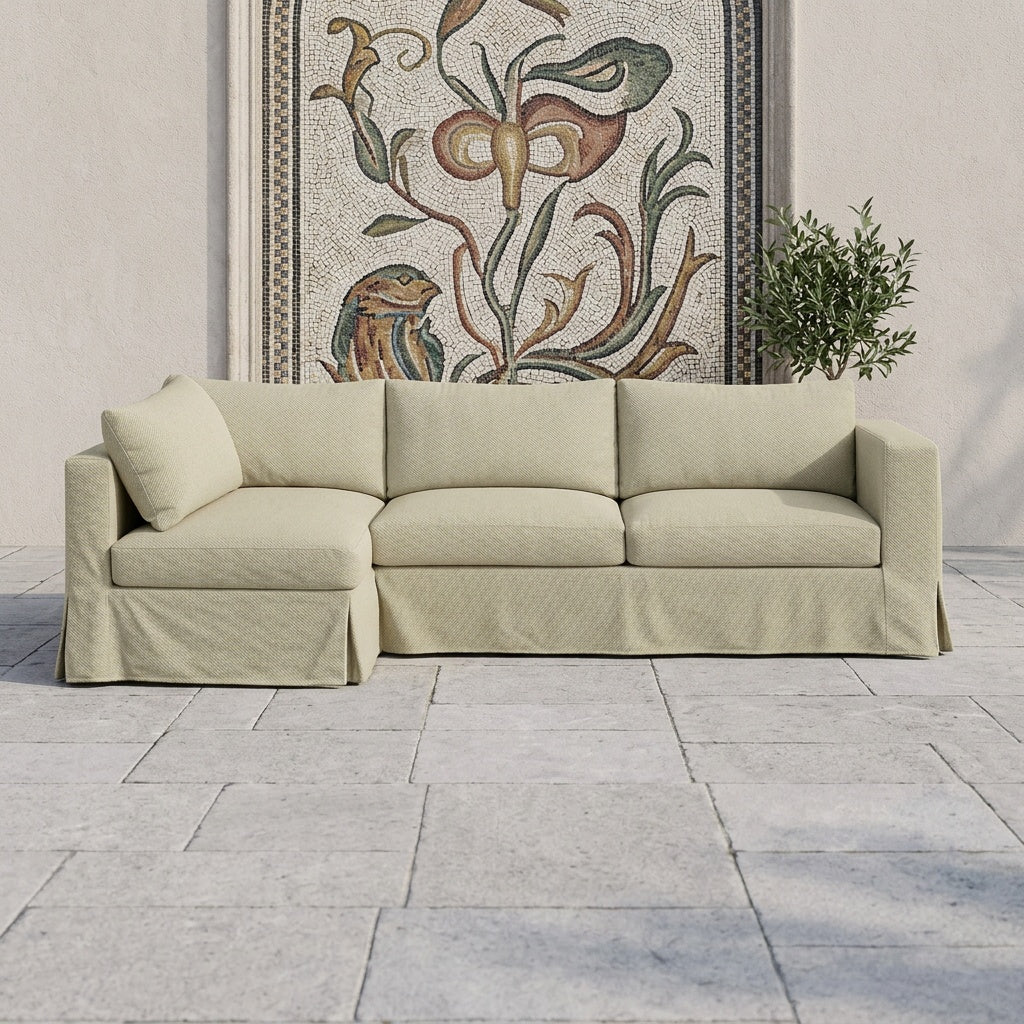 Durable Khaki Ripstop Custom Sectional Slipcover