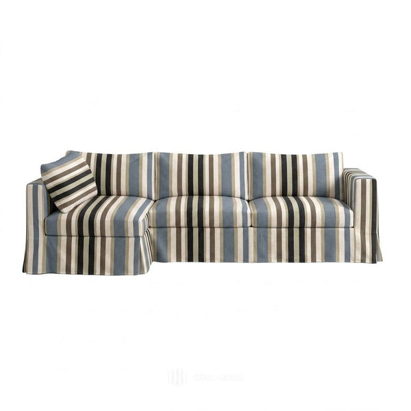 Harbor Stripe Canvas Custom Sectional Sofa Cover
