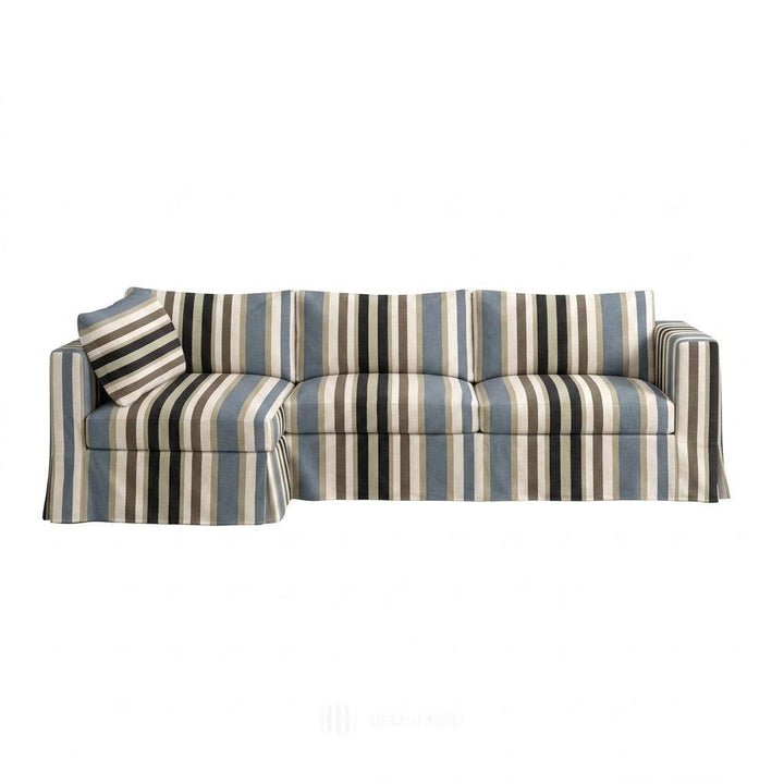 Harbor Stripe Canvas custom sectional sofa cover in red and cream stripe