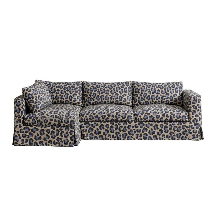 Indigo Leopard Print Custom Sectional Sofa Slipcover