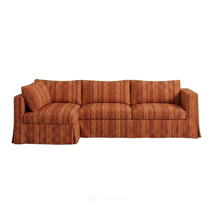 Rust Pinstripe Custom Sectional Slipcover