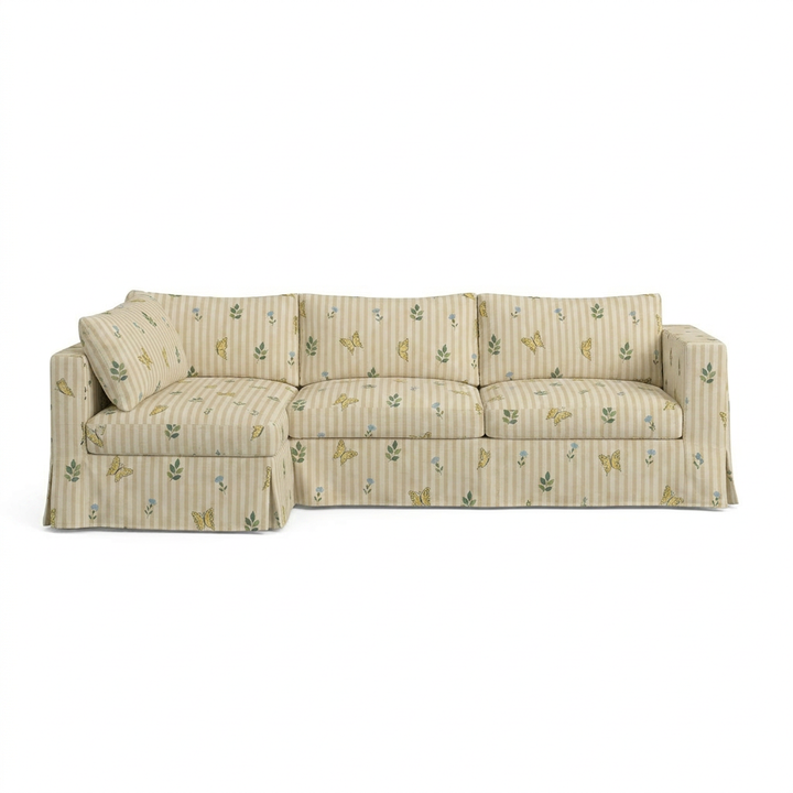 Paulette Butterfly Canvas Custom Sectional Slipcover