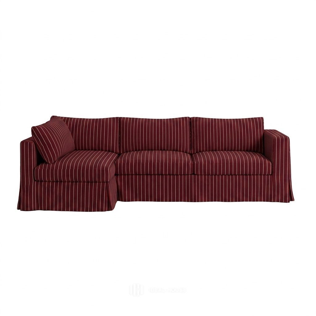 Red Stripe Custom Sectional Slipcover