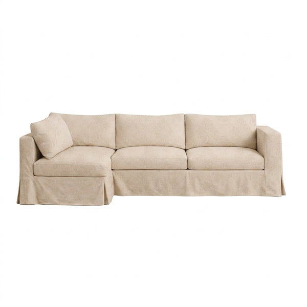 Off-White Damask Custom Sectional Slipcover