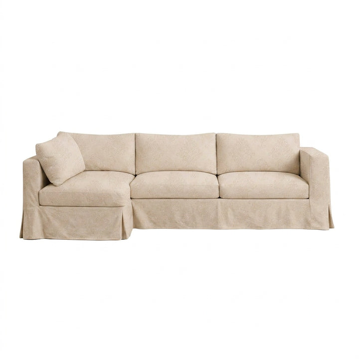 Off-White Damask Custom Sectional Slipcover
