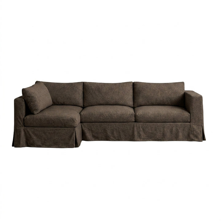 Extra Soft Mocha Brown Custom Sectional Slipcover