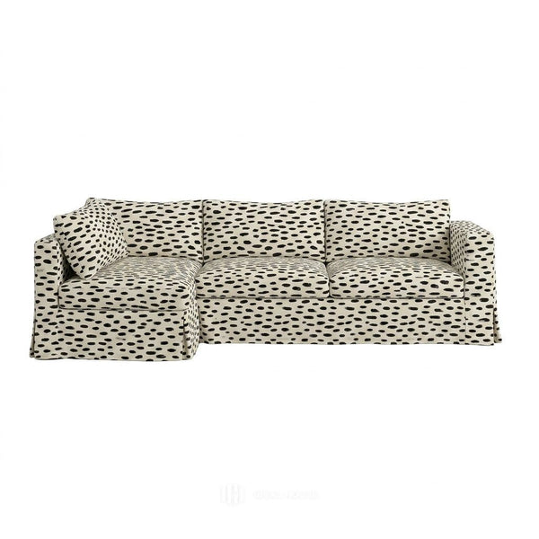 Black & White Pebble Outdoor & Patio Custom Sectional Slipcover