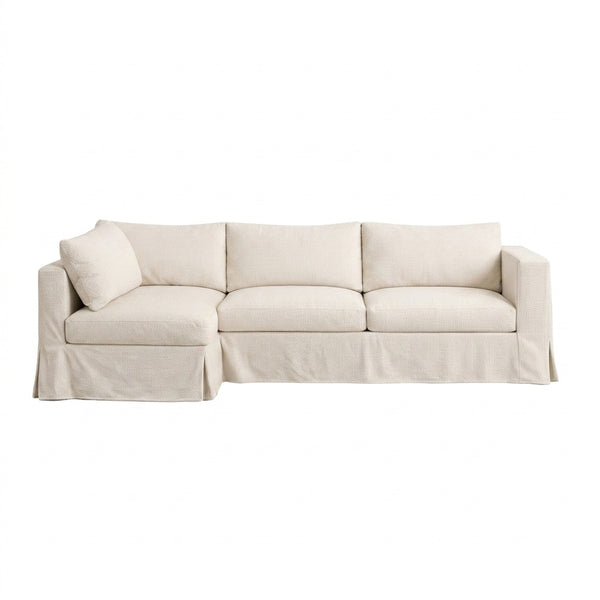 White Pique Custom Sectional Slipcover