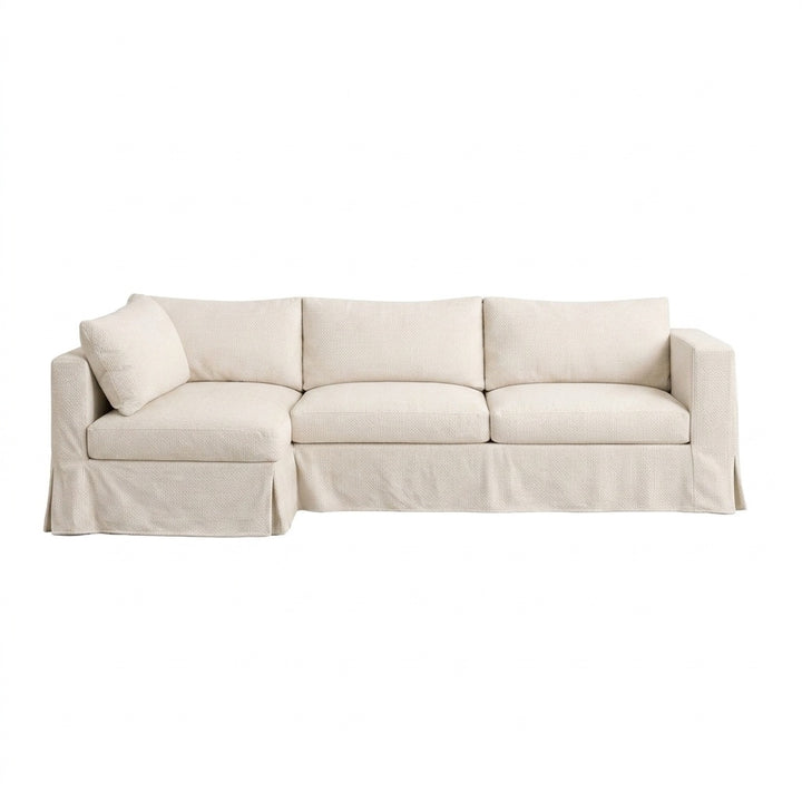 White Pique Custom Sectional Slipcover