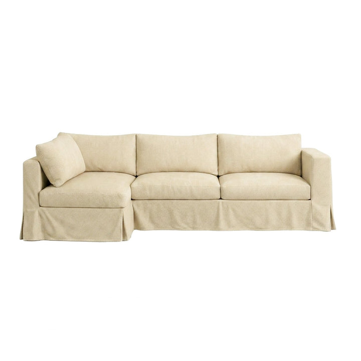 Natural Cotton Twill Sectional Sofa Cover