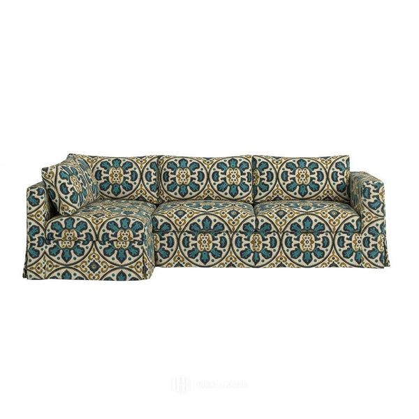 Moroccan Blue Medallion Custom Sectional Slipcover
