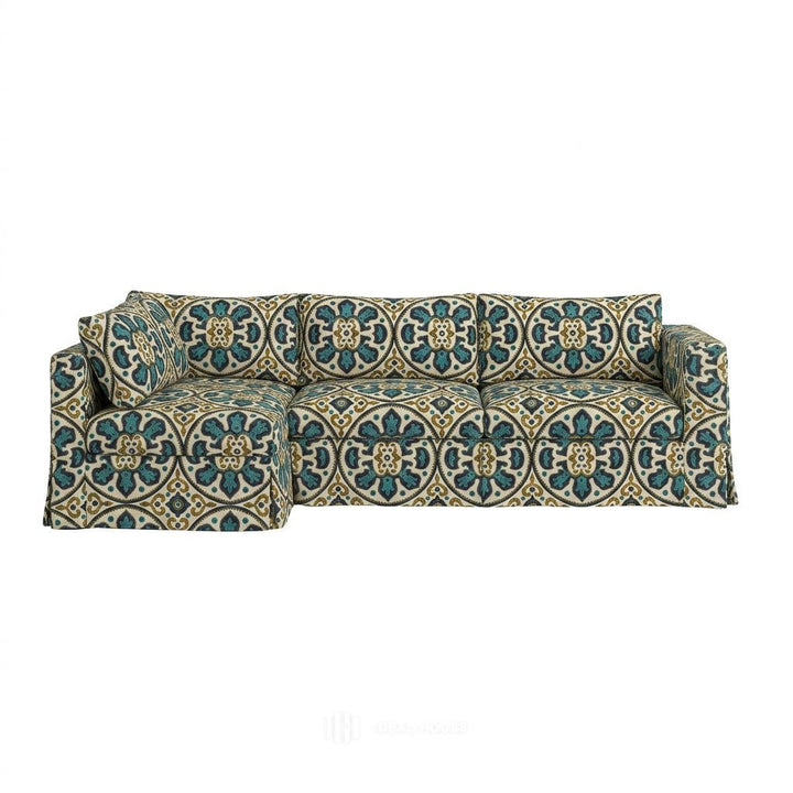 Moroccan Blue Medallion Custom Sectional Slipcover