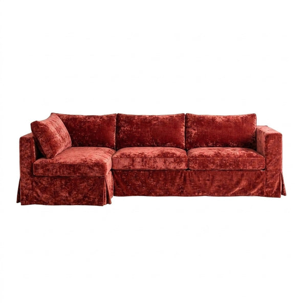 Rust Ember Chenille Custom Sectional Sofa Cover