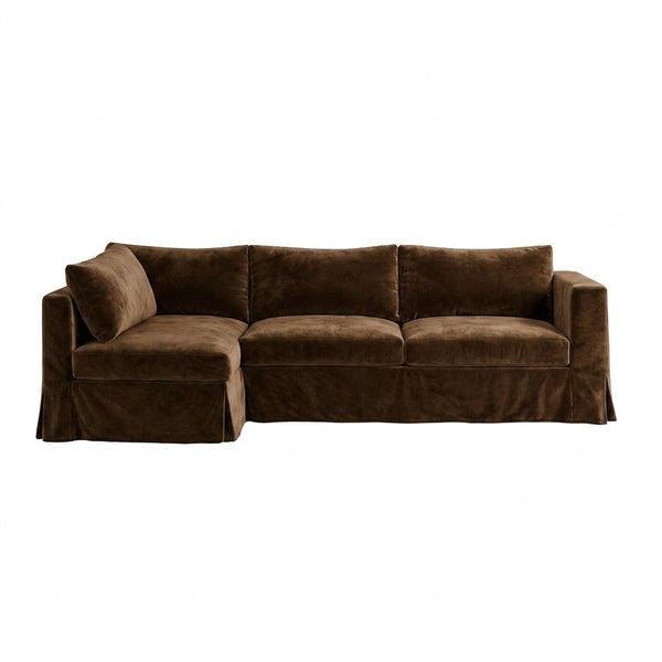 Velvet Cocoa Chenille Custom Sectional Sofa Cover