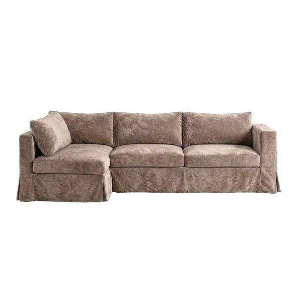 Velvet Blush Beige Custom Sectional Sofa Cover