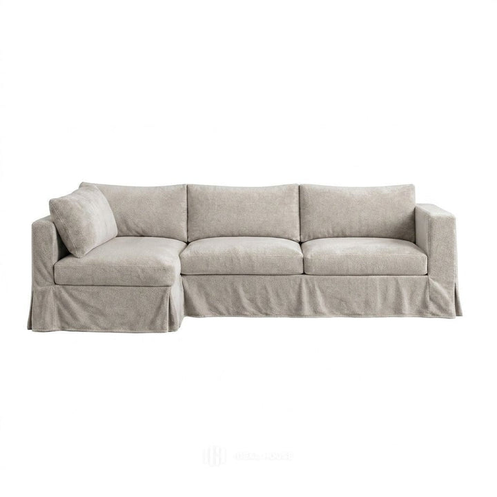 Velvet Cream custom sectional sofa cover in cream velvet
