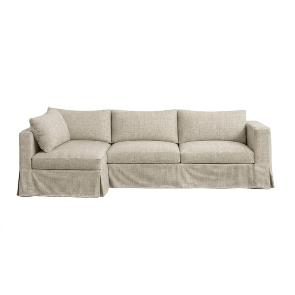 Rustic Oatmeal Custom Sectional Sofa Slipcover