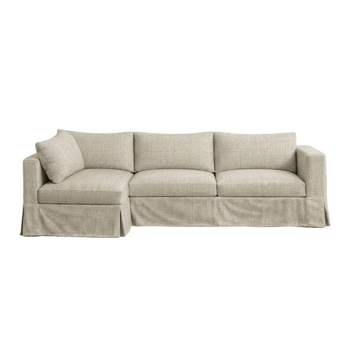 Rustic Oatmeal Custom Sectional Sofa Slipcover