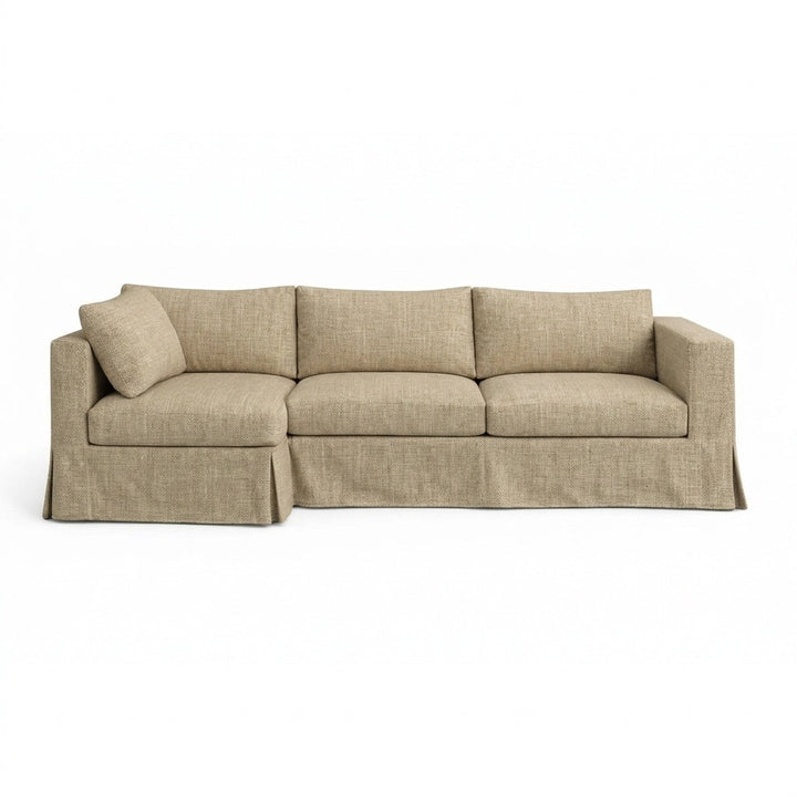 Linen Stone premium weave custom sectional sofa slipcover