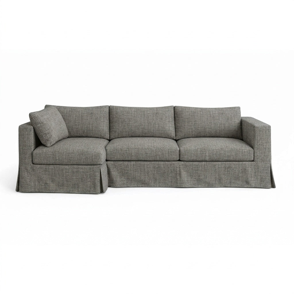 Linen Greige premium weave custom sectional sofa slipcover