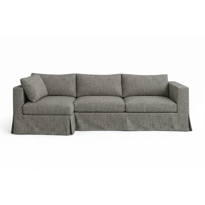 Linen Greige premium weave custom sectional sofa slipcover