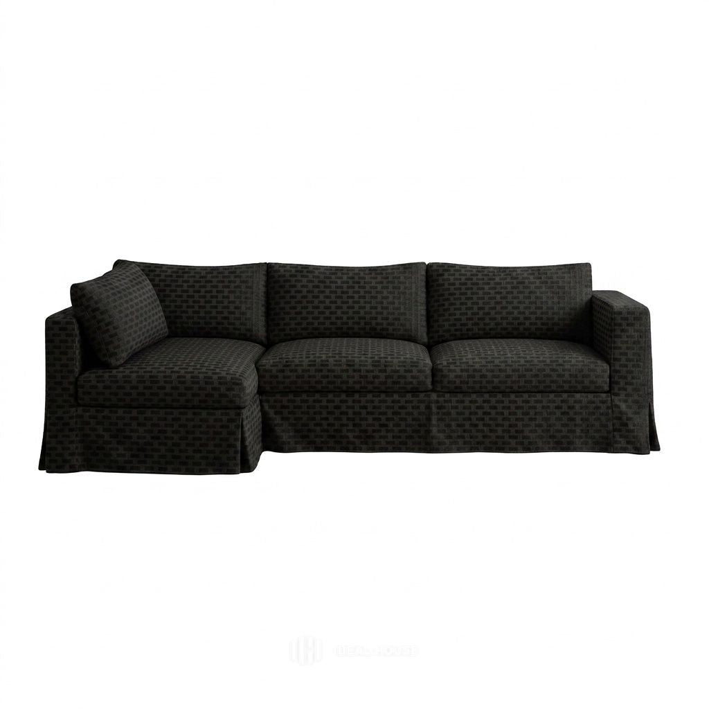 Checker Black Custom Sectional Slipcover