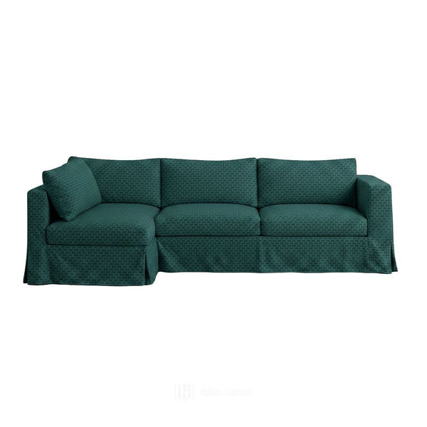 Checker Jade Green Custom Sectional Slipcover