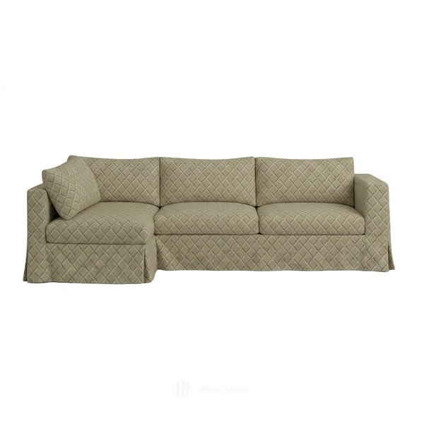 Steel Gray Lattice Custom Sectional Slipcover