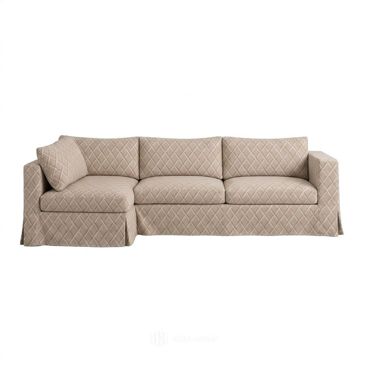 Ivory Lattice Custom Sectional Slipcover