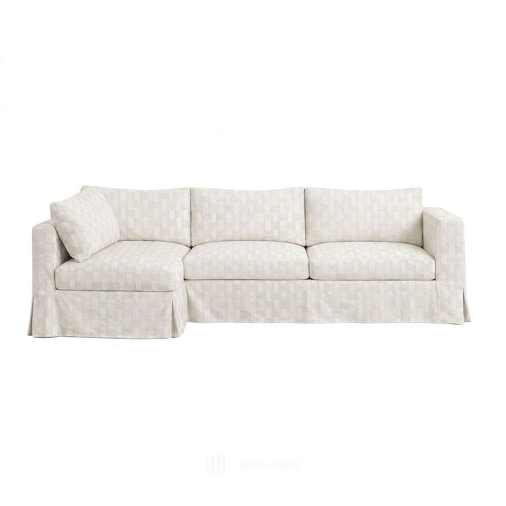 Checker Ivory Custom Sectional Slipcover