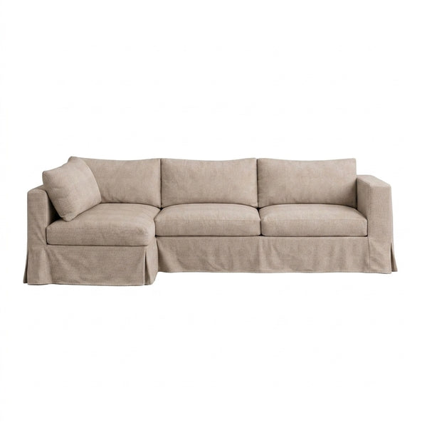 Greige Performance Twill Custom Sectional Sofa Slipcover