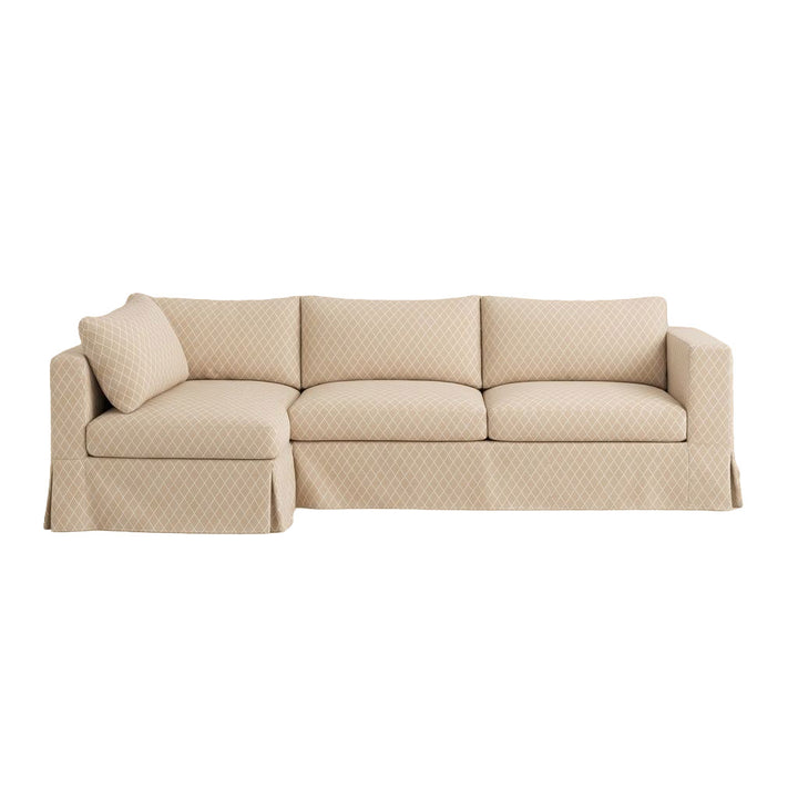 Lattice Beige Canvas Custom Sectional Slipcover