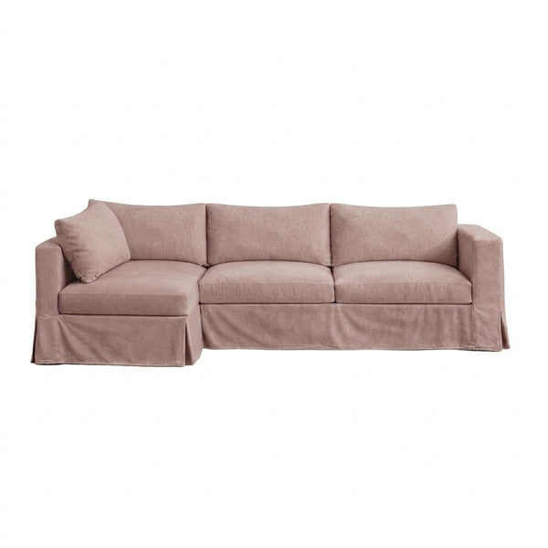 Rose Beige SuedeTouch Custom Sectional Sofa Slipcover