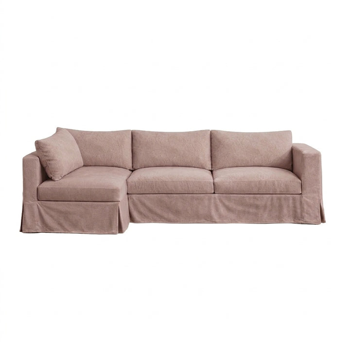 Rose Beige SuedeTouch Custom Sectional Sofa Slipcover