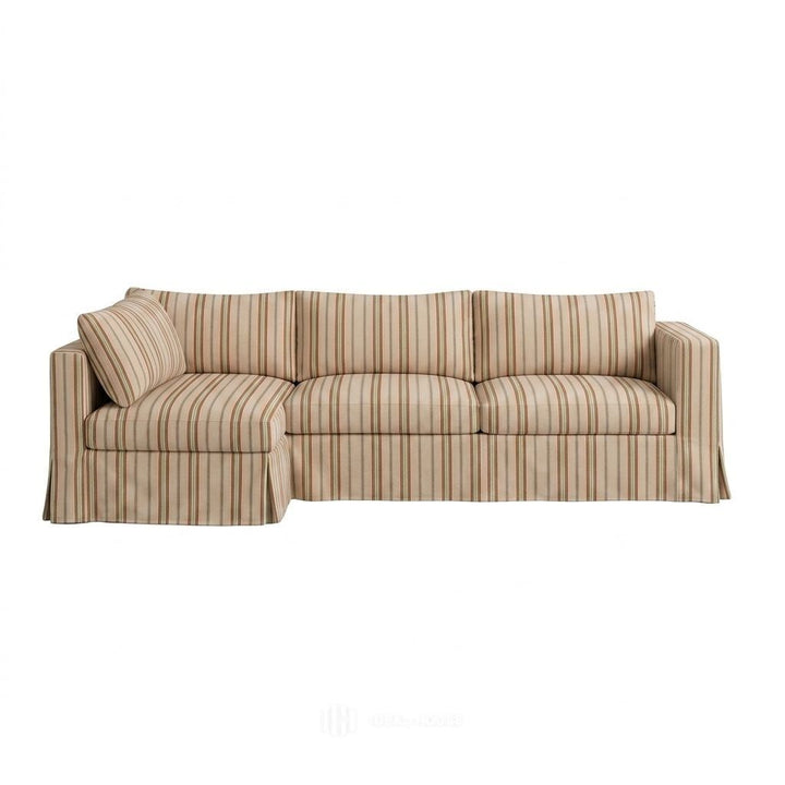 Ivory &amp; Sage Stripe Custom Sectional Slipcover