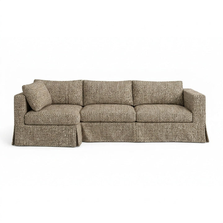Chestnut Brown Tweed heavyweight weave custom sectional sofa slipcover