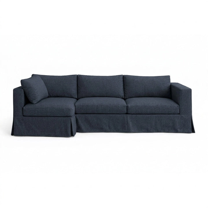 Oxford Blue performance weave custom sectional sofa slipcover