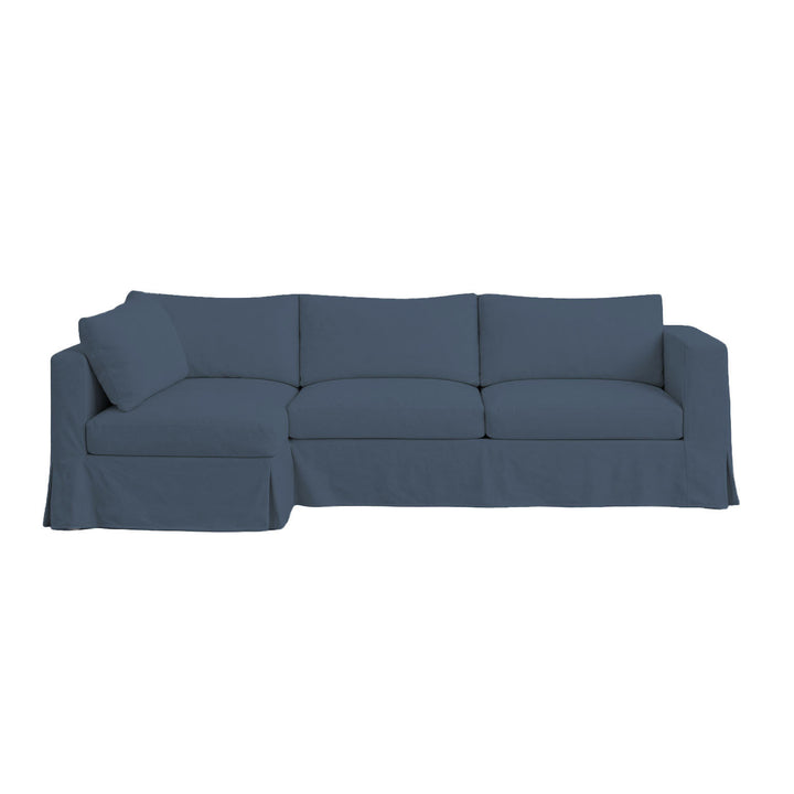 Navy Blue Canvas Custom Sectional Slipcover