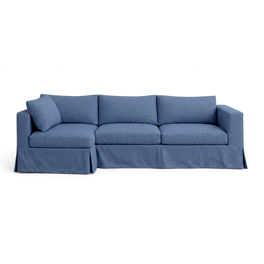 Navy blue cotton canvas custom sectional sofa cover