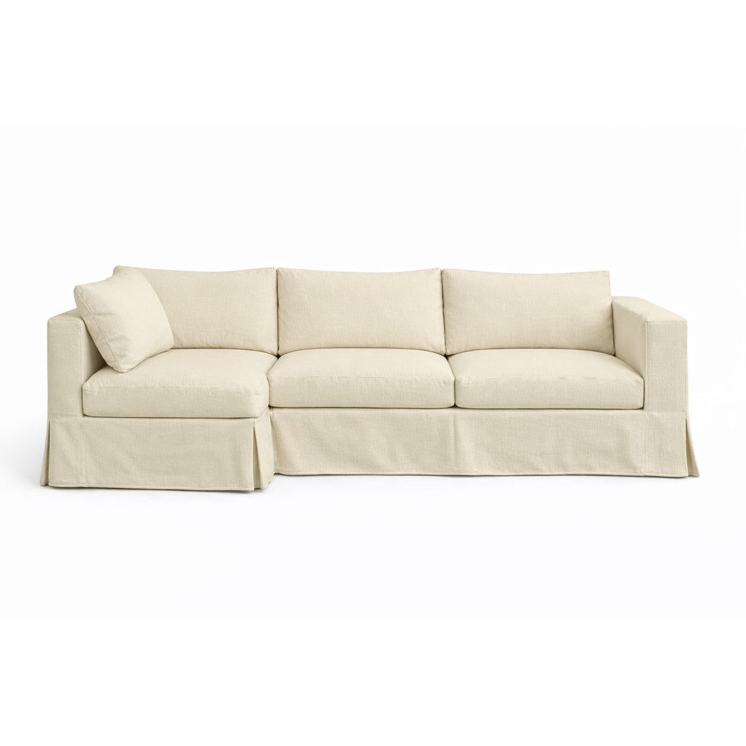 Off-White Twill Custom Sectional Slipcover