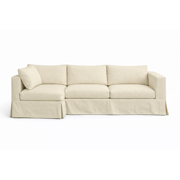 Off-White Twill Custom Sectional Slipcover