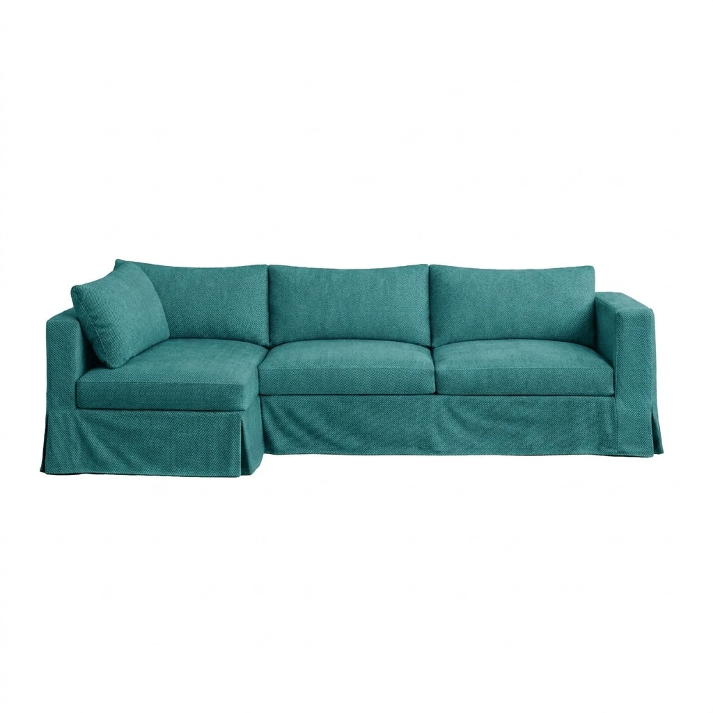 Coastal Teal Custom Sectional Sofa Slipcover