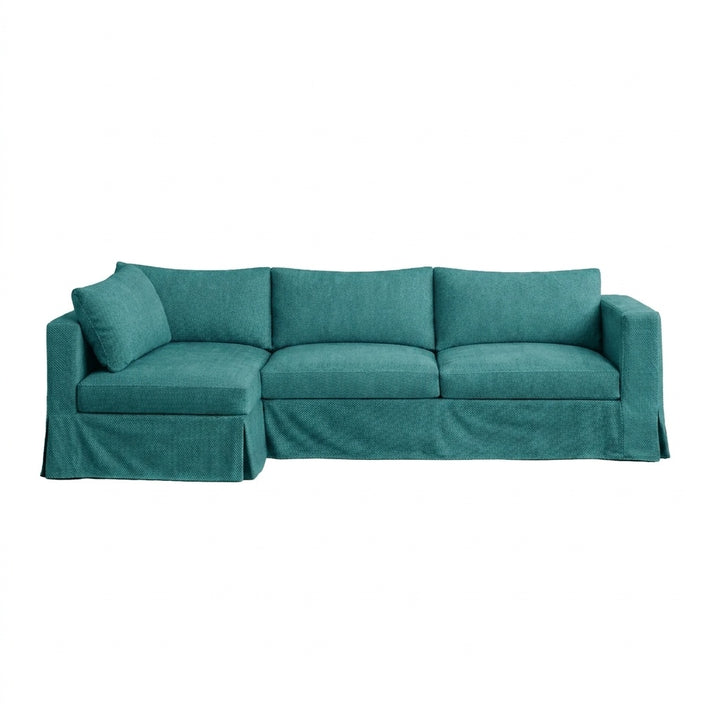 Coastal Teal Custom Sectional Sofa Slipcover
